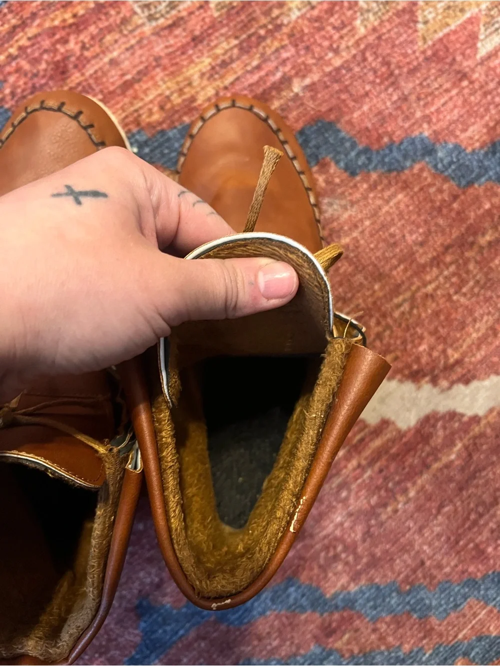 Women’s Brown Leather Moccasin Boots with Beaded Accent
